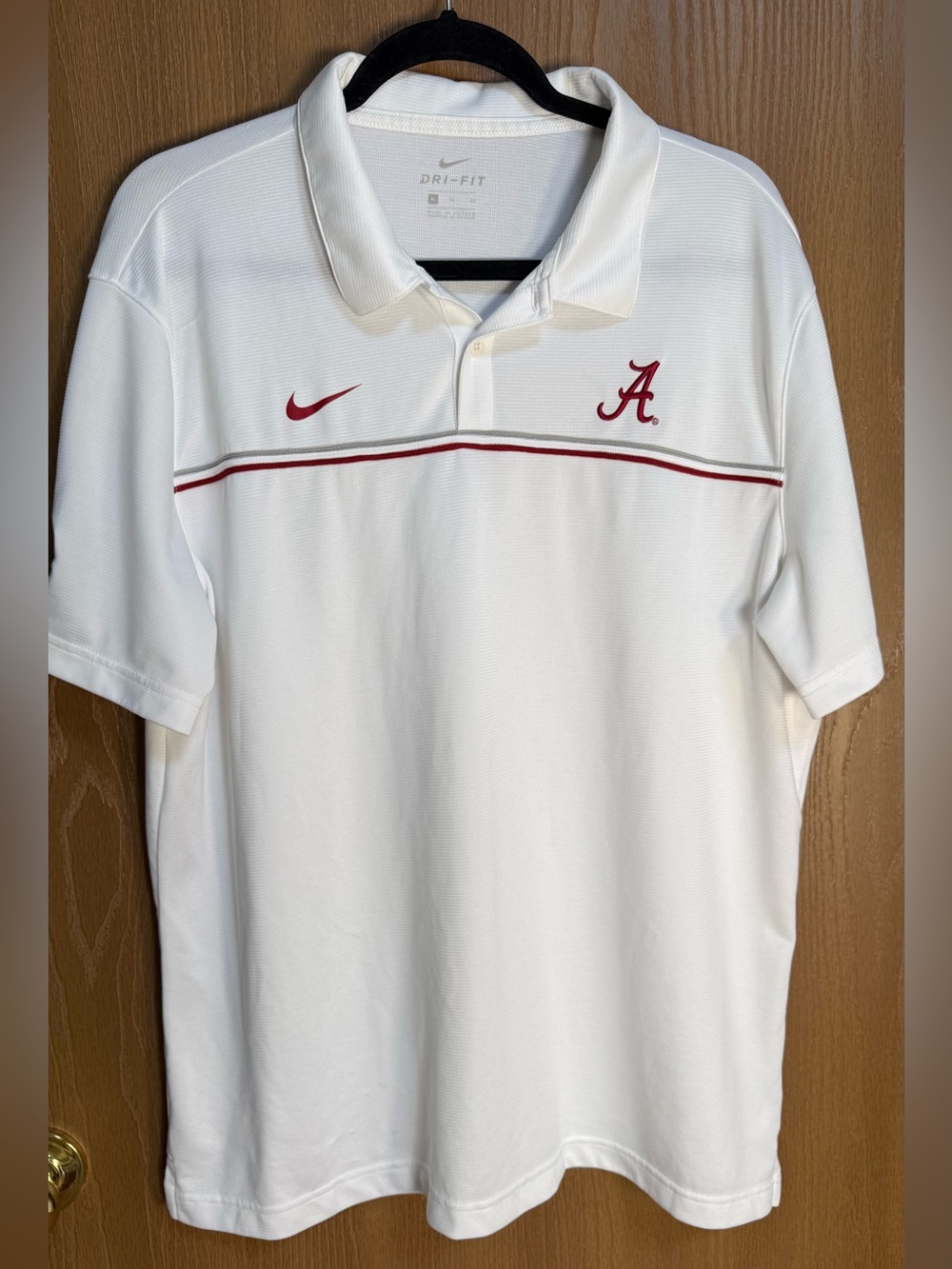 Nike White Polo with Crimson Accents - Alabama A Logo